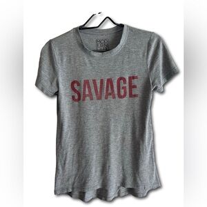Modern Lux “Savage” T-Shirt Shortsleeve Adult Size Small Comfort Gray Red Cozy